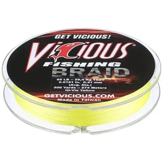 Vicious Fishing Braid 300 Yds Hi-Vis Yellow 3 Vicious Fishing Braid 300 Yds Hi-Vis Yellow